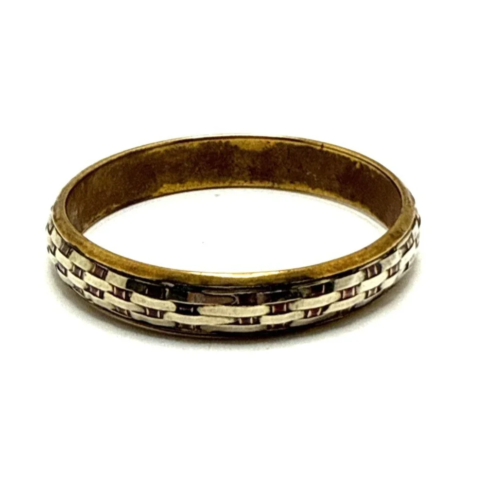 Vintage Basket Weave Bangle Bracelet Copper Brass Silver 8